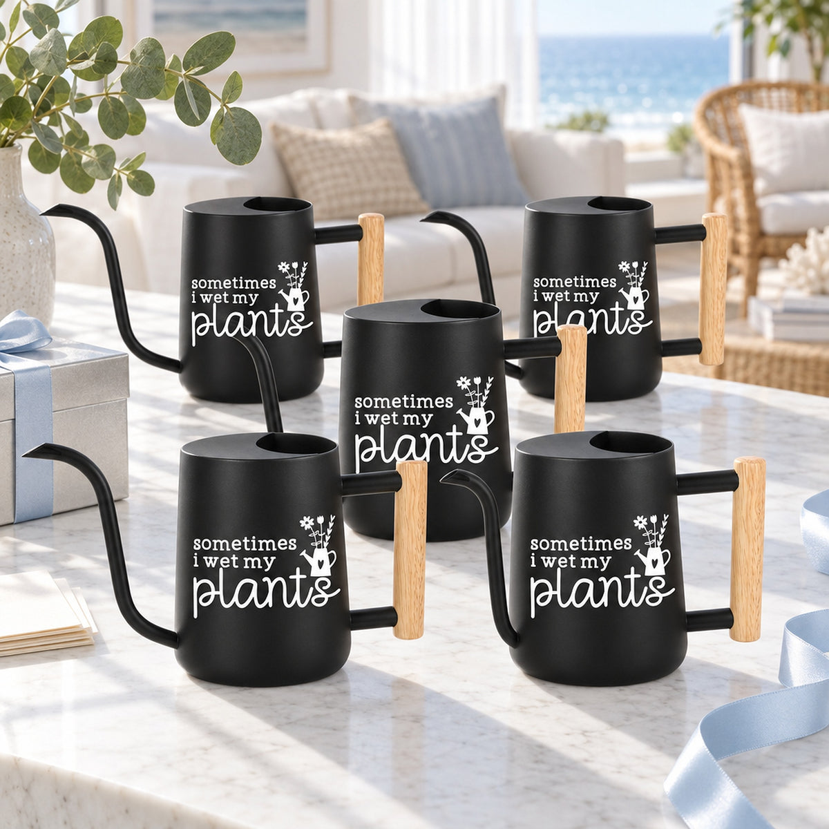 buy Pack of Personalized Metal Watering Can - Sometimes I Wet My Plants 30-pack pink online, blushing rose tint, premium rustproof metal, fine mist distribution capability, great for floral arrangements, lovely appreciation surprise
