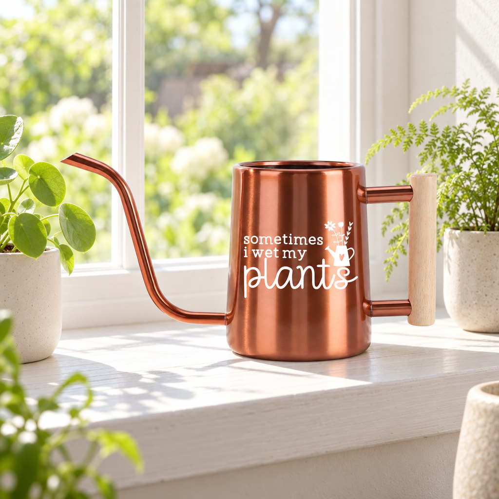buy personalized metal watering can sometimes i wet my plants black online, classic black metal finish with satin protective coating, personalized custom text, dual-purpose sprinkler head, 1.5-gallon compact size, ideal for small balcony gardens and houseplant care, great gift for minimalist gardeners