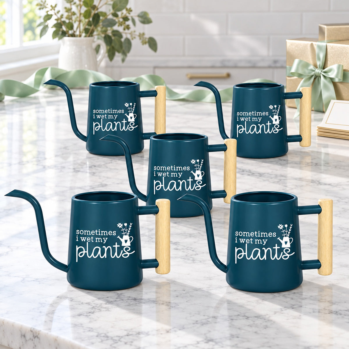 buy Pack of Personalized Metal Watering Can - Sometimes I Wet My Plants 20-pack purple online, plum violet lacquer, heavy duty galvanized build, sleek spout extension, great for botanical corners, wonderful plant collector reward