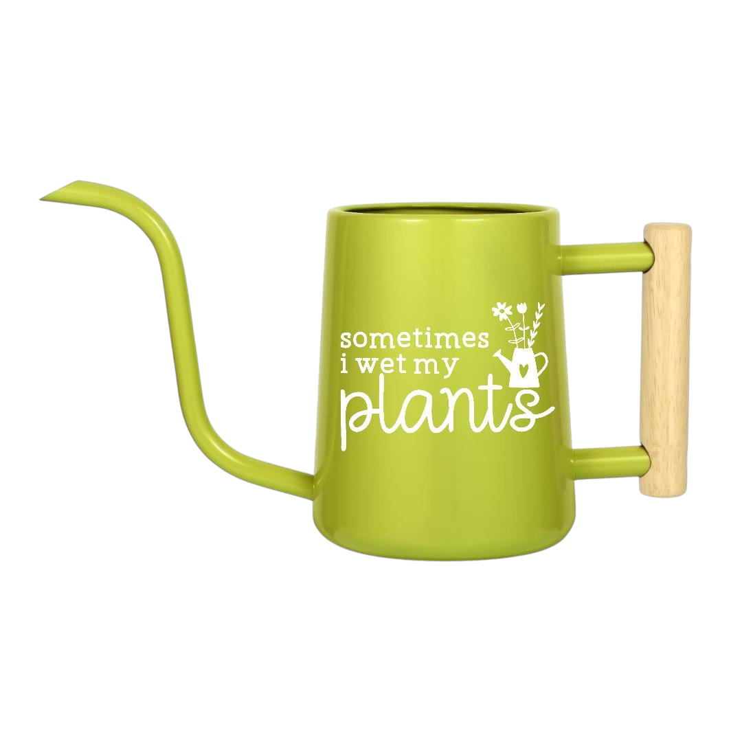 buy personalized metal watering can sometimes i wet my plants gray online, sophisticated gray satin-finish aluminum, personalized contemporary design, lightweight portable construction, 1.75-gallon capacity, perfect for apartment dwellers and plant enthusiasts with limited space, thoughtful small-space gardening gift