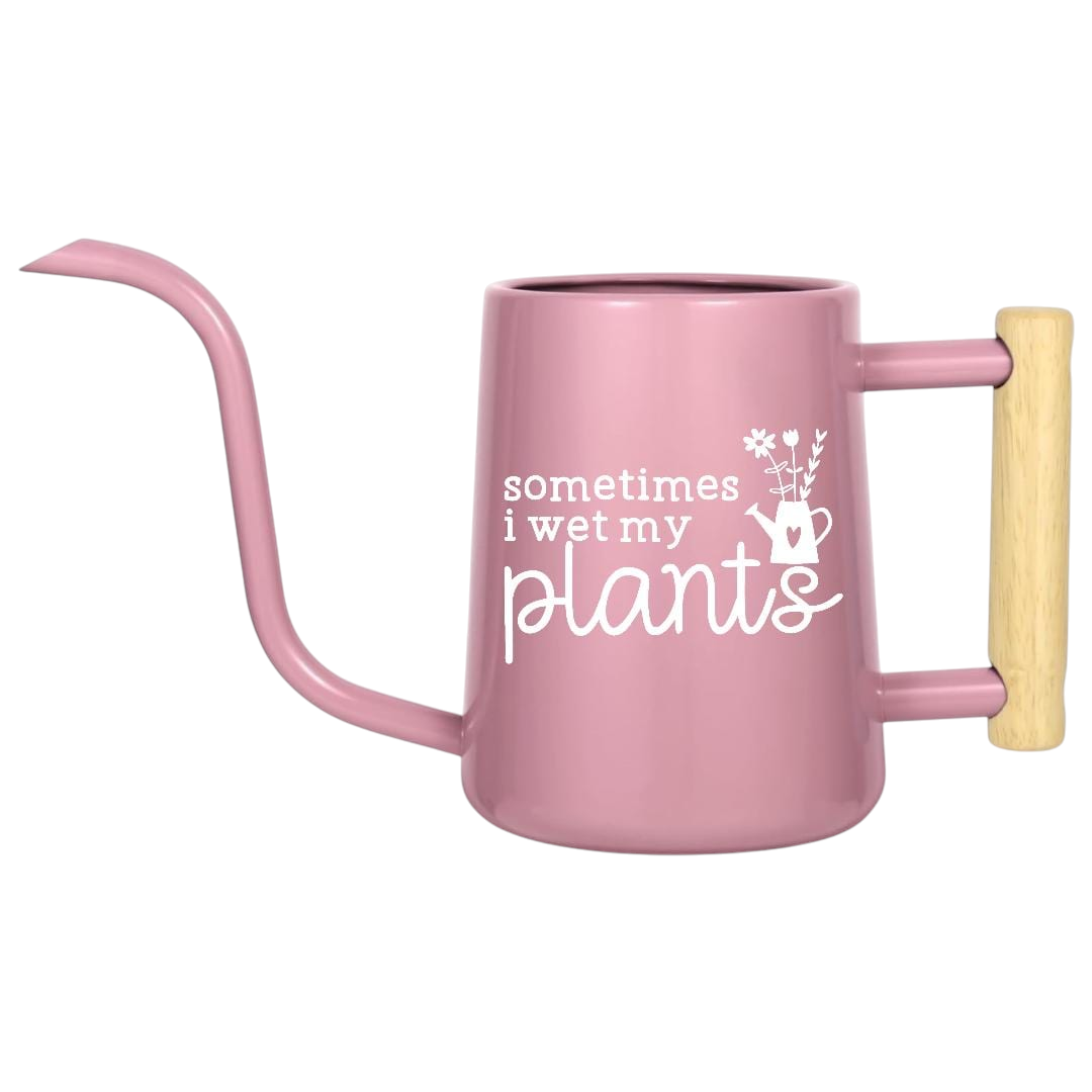 personalized metal watering can sometimes i wet my plants orange for sale, vibrant orange steel construction with rust-resistant finish, eye-catching personalized text, angled spout for controlled watering, ideal for window boxes and patio containers, great gift for humor-filled gardeners