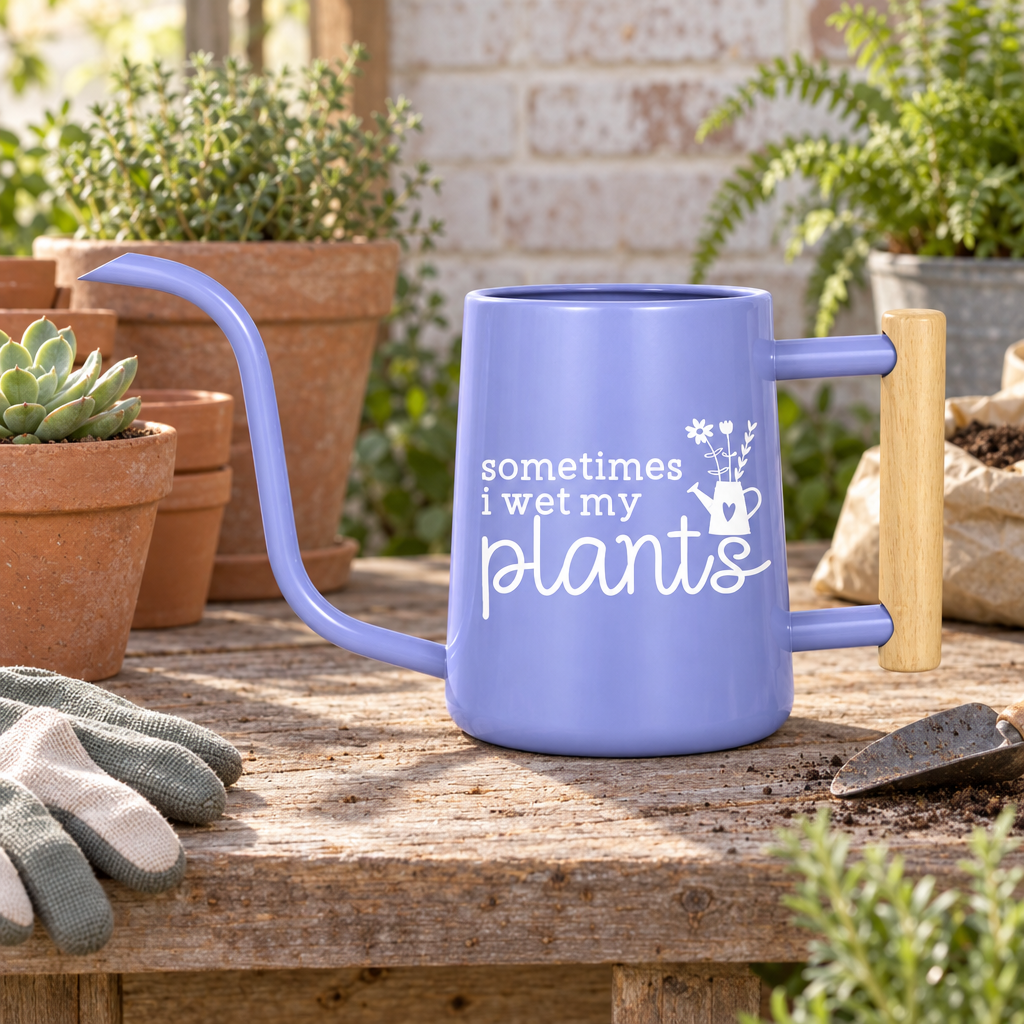 buy personalized metal watering can sometimes i wet my plants black online, durable steel construction with matte black finish, ergonomic handle design, 2-gallon capacity, ideal for indoor and outdoor garden watering, unique plant lover gift