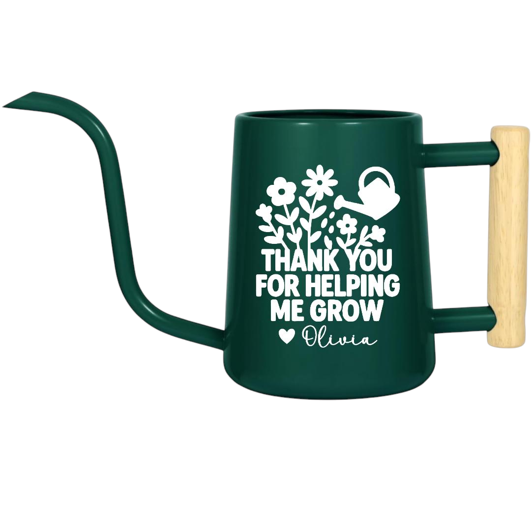 personalized metal watering can thank you for helping me grow orange for sale, sunny orange metal construction, smooth handle grip surface, mid-range 2-gallon volume, excellent for mixed indoor and outdoor watering needs, warm thank you present for helpers