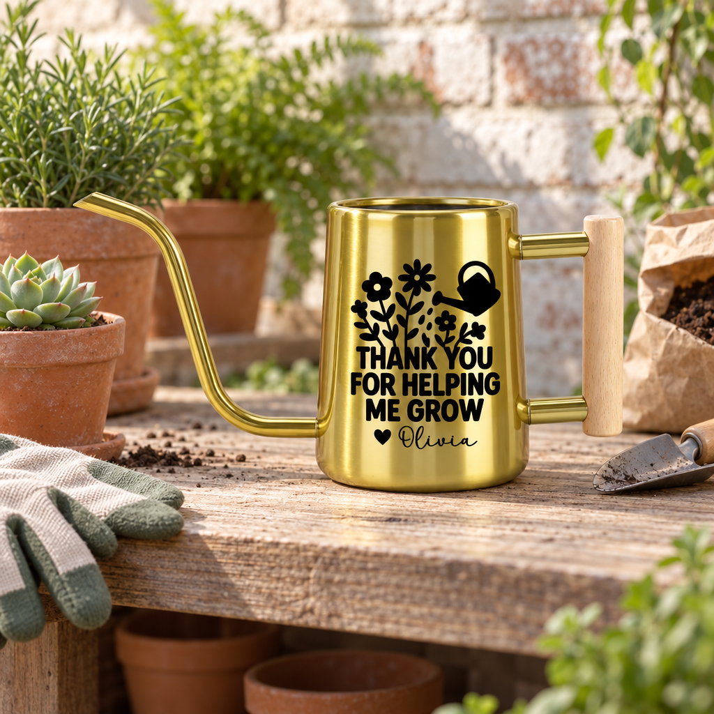 buy personalized metal watering can thank you for helping me grow black online, industrial-grade black metal, removable rose head attachment, 3-gallon professional capacity, ideal for landscape watering and extensive plant collections, premium thank you gift for business mentors