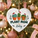 buy personalized plant mom christmas ornament online, customized with personal touches and holiday flair, premium material with lasting quality, circle pot design element, perfect for celebrating plant parents, meaningful christmas gift for garden lovers