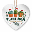 buy personalized plant mom christmas ornament online, customized with personal touches and holiday flair, premium material with lasting quality, circle pot design element, perfect for celebrating plant parents, meaningful christmas gift for garden lovers