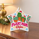 buy Personalized Plant Mom Colorful Ornament online, customizable personalized design with cheerful rainbow colors, versatile material construction, decorative pot shape ornament, great for celebrating plant parenting and green thumb enthusiasm, perfect handmade-style gift for plant lovers