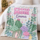50x60in Personalized Plant Mom Pastel Succulent Blanket live succulent for sale, charming pastel succulent artwork with thoughtful plant mom messaging, oversized blanket size ideal for sofas and larger spaces, soft fabric construction with botanical succulent motifs throughout, versatile decor piece for plant-themed home styling, stunning living room plant lover display, beautiful personalized gift for plant mom enthusiasts