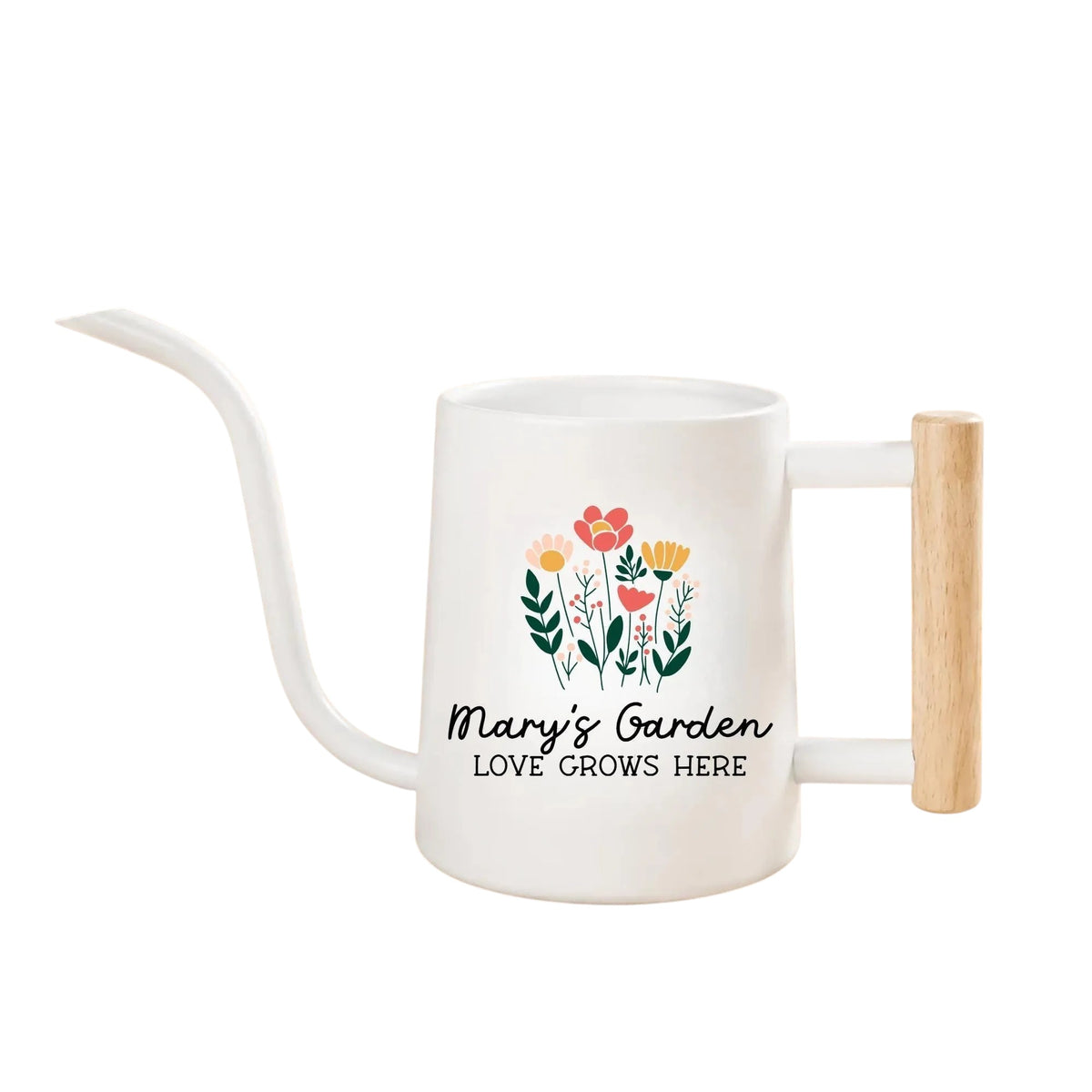 buy personalized watering can boho floral painted metal style online, vibrant boho floral print with warm earthy tones, lightweight durable metal construction, long curved spout for easy pouring, customized with a name or message, ideal for indoor planters and potted arrangements, unique personalized gift for plant lovers