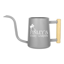 buy personalized watering can fairy garden custom black online, durable metal construction with custom engraving, compact 2-liter capacity, whimsical fairy garden design, ideal for delicate fairy garden plants and indoor container watering, unique gardening gift for fantasy garden enthusiasts