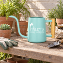 buy personalized watering can fairy garden custom black online, durable metal construction with custom engraving, compact 2-liter capacity, whimsical fairy garden design, ideal for delicate fairy garden plants and indoor container watering, unique gardening gift for fantasy garden enthusiasts
