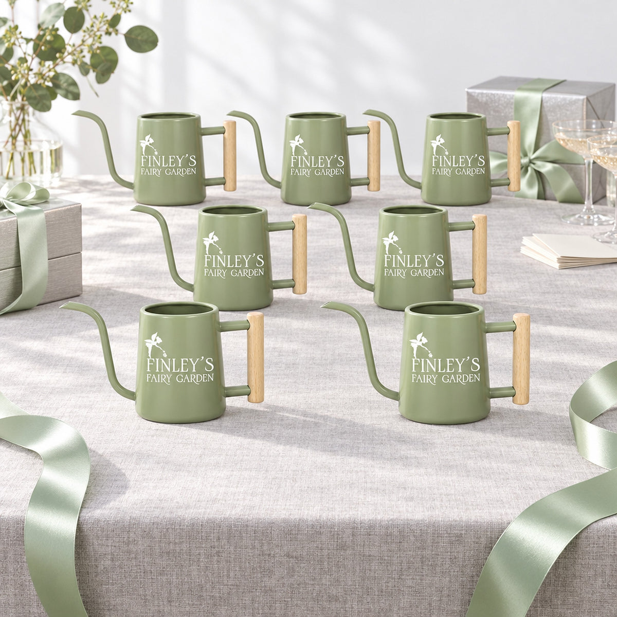 10-Pack gray Pack of Personalized Watering Can - Fairy Garden &amp; Custom for sale, industrial gray tone, solid metal construction, 1-liter capacity each, perfect for succulent arrangements, beautiful housewarming gift