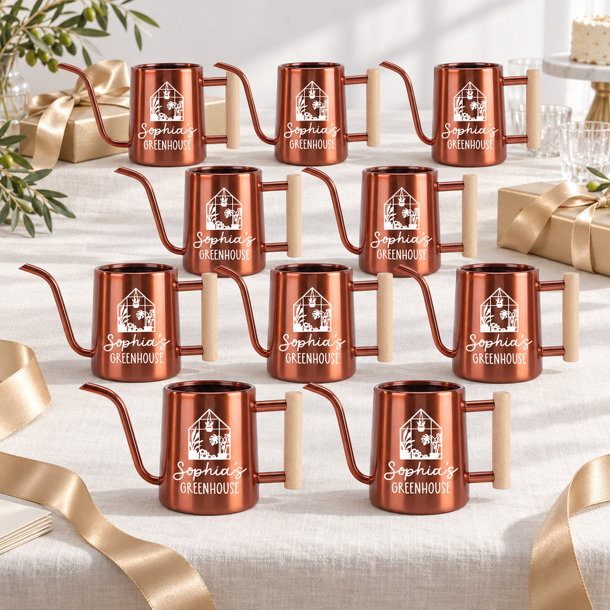orange 10-pack personalized watering can greenhouse for sale, resilient plastic, sunny orange tone, easy-to-hold handle, great for community gardens, community spirit gift