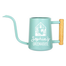 buy personalized watering can greenhouse custom black online, durable metal construction with custom engraving, available in black orange gray and pink color options, ergonomic spout design for precise watering, ideal for greenhouse gardening and outdoor plant care, unique gardening gift for plant enthusiasts