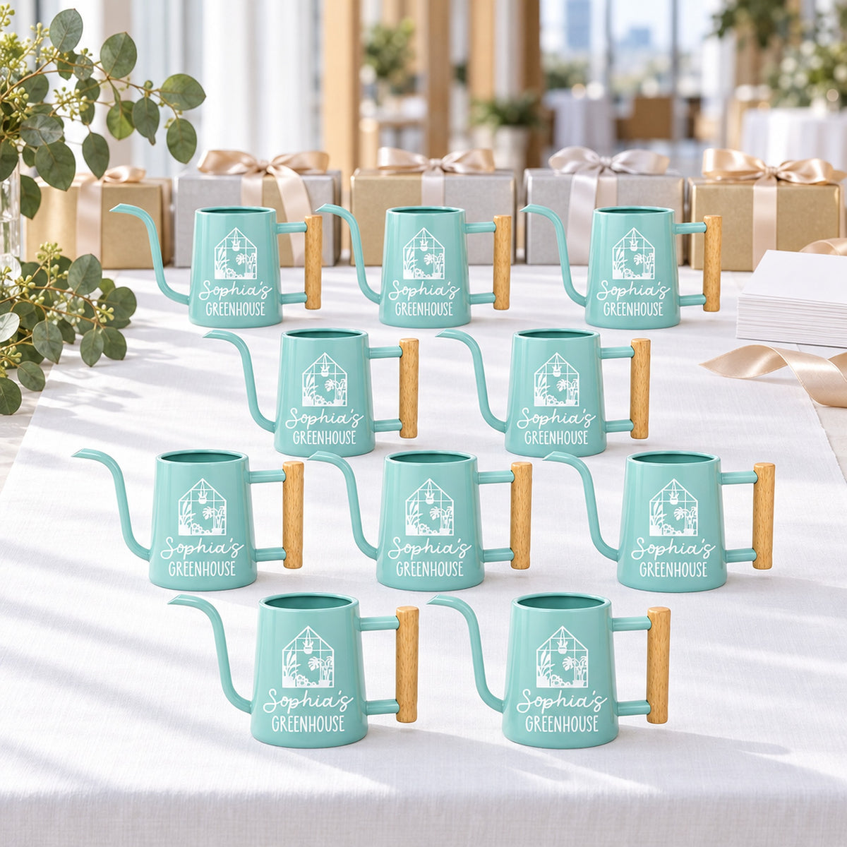 gray 10-pack personalized watering can greenhouse for sale, durable steel, neutral gray color, smooth operation, ideal for bonsai, sophisticated gift for him