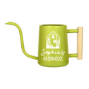 buy personalized watering can greenhouse custom black online, durable metal construction with custom engraving, available in black orange gray and pink color options, ergonomic spout design for precise watering, ideal for greenhouse gardening and outdoor plant care, unique gardening gift for plant enthusiasts