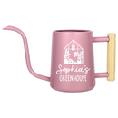 buy personalized watering can greenhouse custom black online, durable metal construction with custom engraving, available in black orange gray and pink color options, ergonomic spout design for precise watering, ideal for greenhouse gardening and outdoor plant care, unique gardening gift for plant enthusiasts