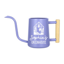 buy personalized watering can greenhouse custom black online, durable metal construction with custom engraving, available in black orange gray and pink color options, ergonomic spout design for precise watering, ideal for greenhouse gardening and outdoor plant care, unique gardening gift for plant enthusiasts