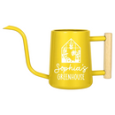 buy personalized watering can greenhouse custom black online, durable metal construction with custom engraving, available in black orange gray and pink color options, ergonomic spout design for precise watering, ideal for greenhouse gardening and outdoor plant care, unique gardening gift for plant enthusiasts