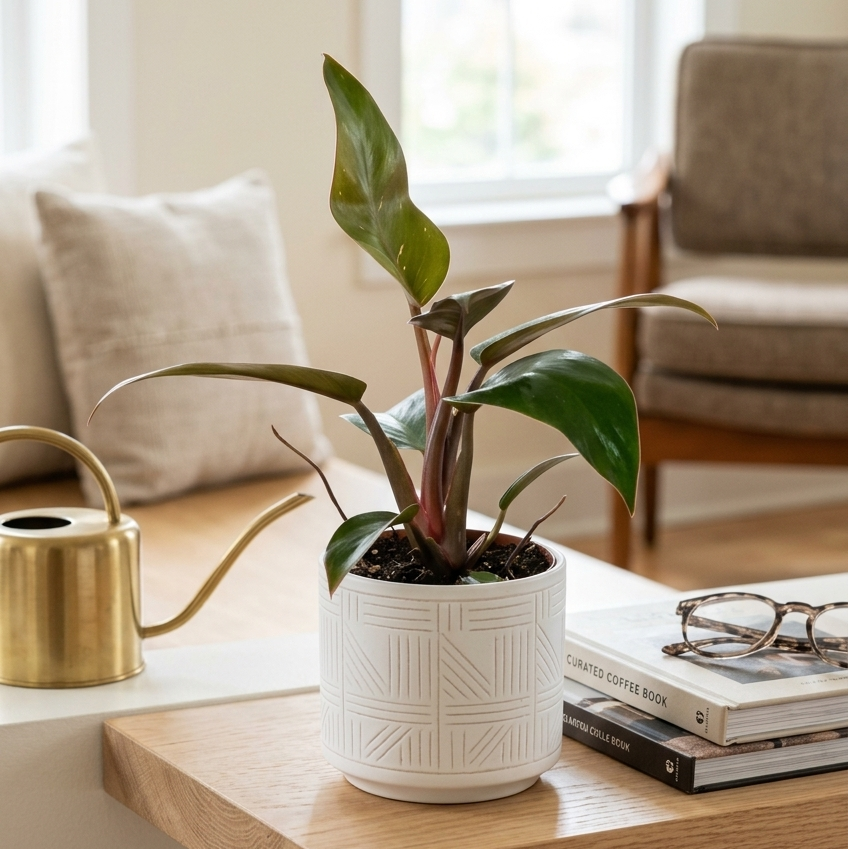 buy Philodendron Birkin Pink live houseplant 4" pot online, variegated forest green and white leaves, architectural tropical foliage, humidity loving indoor plant, safe beginner care, perfect for modern home decor, ideal gift for plant collectors