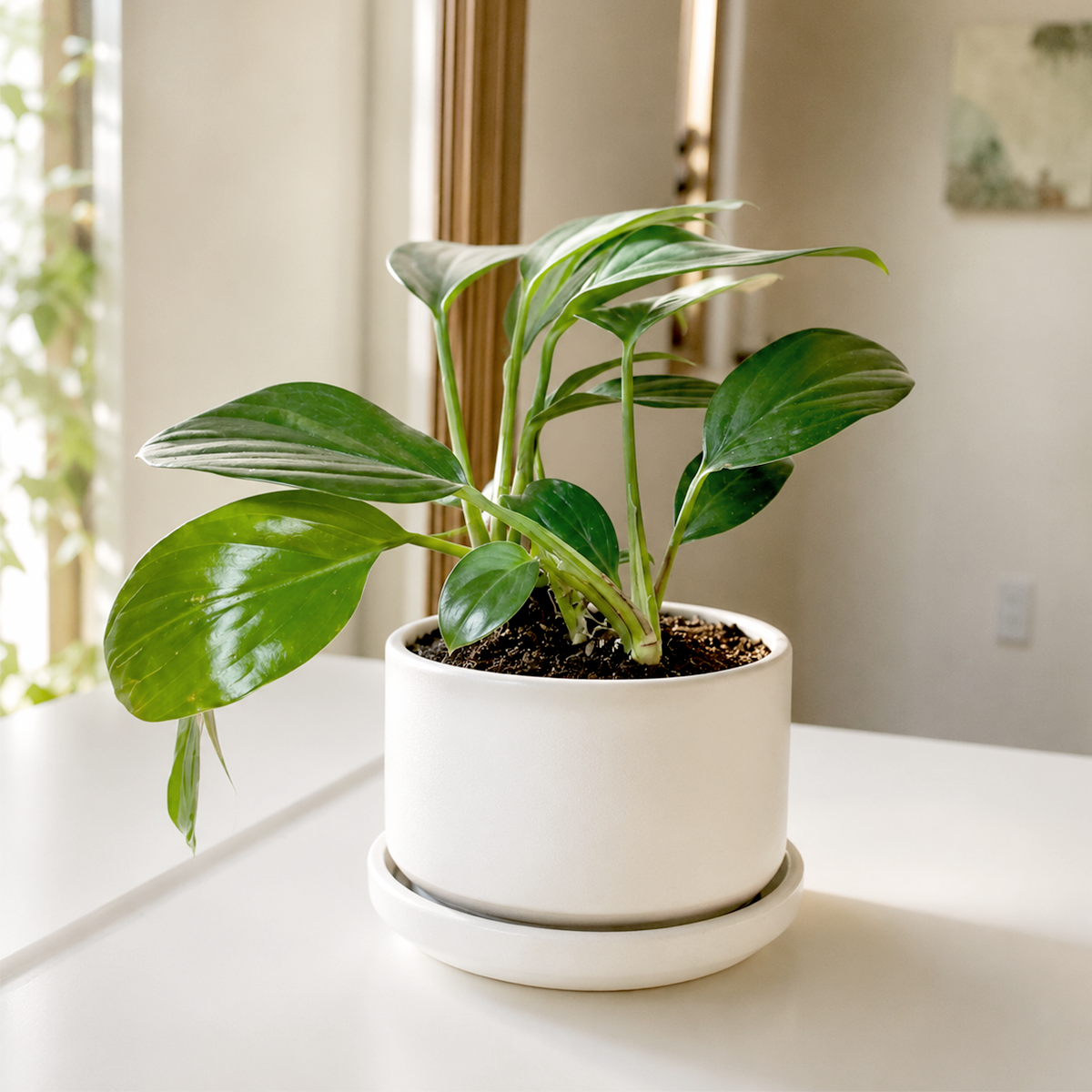 Buy Philodendron 'Dragon Tail' 4 inch online. Philodendron 'Dragon Tail' is a tropical houseplant admired for its glossy, deeply lobed foliage and vigorous climbing growth. It thrives in bright, indirect light and prefers well-draining soil with moderate watering to keep its leaves healthy. This easy-care plant is an excellent choice for homes, offices, and indoor plant enthusiasts looking to add lush greenery.