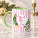 11 oz plant dad personalized mug pastel striped design for sale, tranquil pastel striped design with contemporary color palette arrangement, quality ceramic drinkware with personalization capability, durable everyday mug for plant enthusiasts and gardeners, comfortable handle design for daily use and handling, lovely workspace or kitchen shelf styling piece, special personalized gift for gardening dads and plant parents