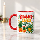 15 oz plant dad personalized mug retro 70s design for sale, bold retro botanical graphics with warm sunset-inspired tones and vintage aesthetic, larger capacity ideal for generous servings of hot or cold beverages, personalized name addition creates one-of-a-kind keepsake, functional and decorative plant-themed home accent, fantastic personalized gift for plant dads who love 70s nostalgia