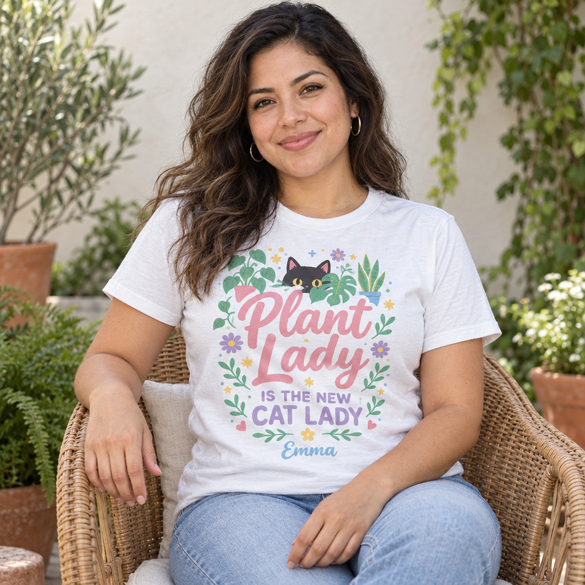 m plant lady personalized cozy pastel shirt for sale, beautiful pastel tones complemented by personalized design element, premium soft fabric blend ensures long-lasting comfort and durability, stylish botanical-themed shirt for plant parent fashion, effortless casual piece that celebrates plant lover lifestyle, ideal personalized wardrobe addition for nature enthusiasts, special customized gift for the dedicated indoor gardener