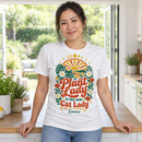 plant lady personalized retro boho shirt for sale, beautifully crafted retro boho design with personalized custom details, premium quality fabric with comfortable fit, captivating nature-inspired artwork with warm vintage tones, must-have casual piece for plant lady community, ideal go-to shirt for bohemian aesthetics, special personalized present for botanical enthusiasts