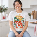 plant lady personalized retro boho shirt for sale, beautifully crafted retro boho design with personalized custom details, premium quality fabric with comfortable fit, captivating nature-inspired artwork with warm vintage tones, must-have casual piece for plant lady community, ideal go-to shirt for bohemian aesthetics, special personalized present for botanical enthusiasts