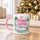 11 oz plant mom cute pastel personalized mug for sale, sweetly designed pastel mug celebrating plant parent pride, compact single-serve size ideal for morning coffee or tea, smooth ceramic construction with durable color-safe glazing, delightful gift for indoor plant collectors and garden lovers, charming desk plant display accent, special personalized mug gift idea