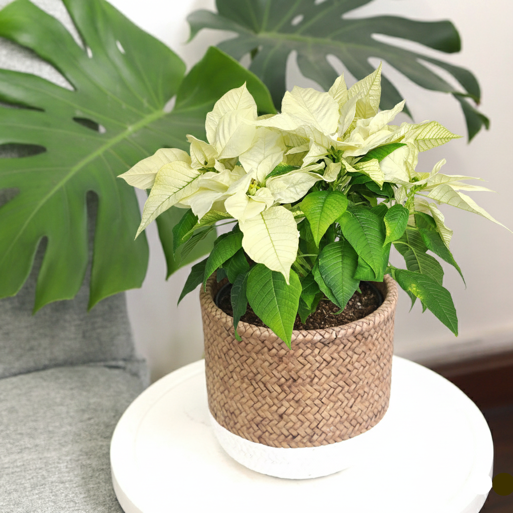 6 inch Poinsettia &#39;White&#39;, xmas plants for sale, holiday decorative plants, buy christmas plants online