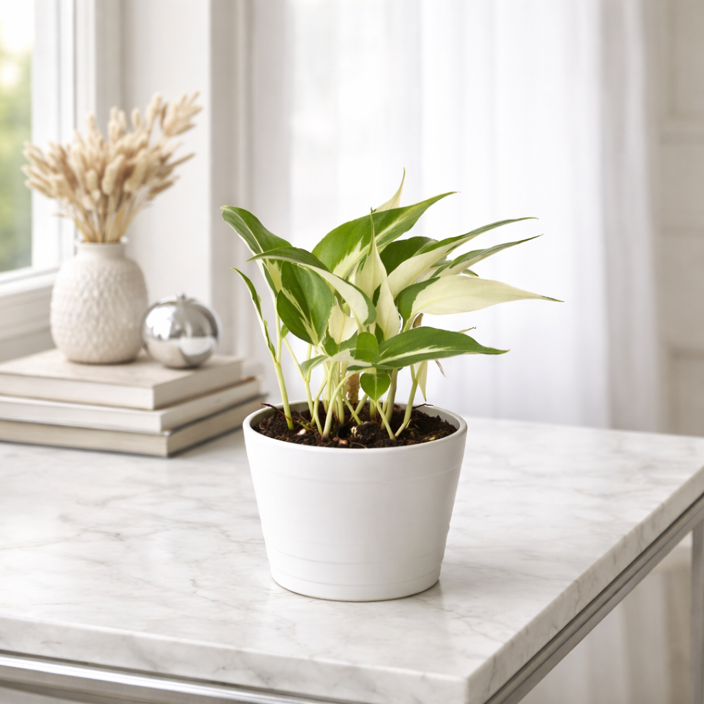 Pothos ‘Mutant Manjula’ for sale, Mutant Manjula pothos indoor plant, Variegated Manjula pothos live plant for home decor