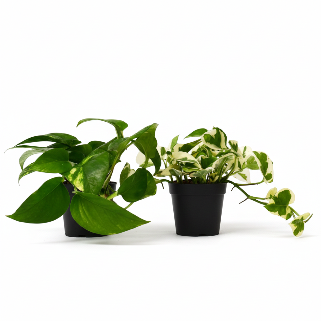 Random Pothos Variety 2-Pack 4" Plastic Pots, Pothos variety pack, live Devil's Ivy, 4 inch pothos bundle, easy care indoor vines, trailing houseplants, air purifying live plants