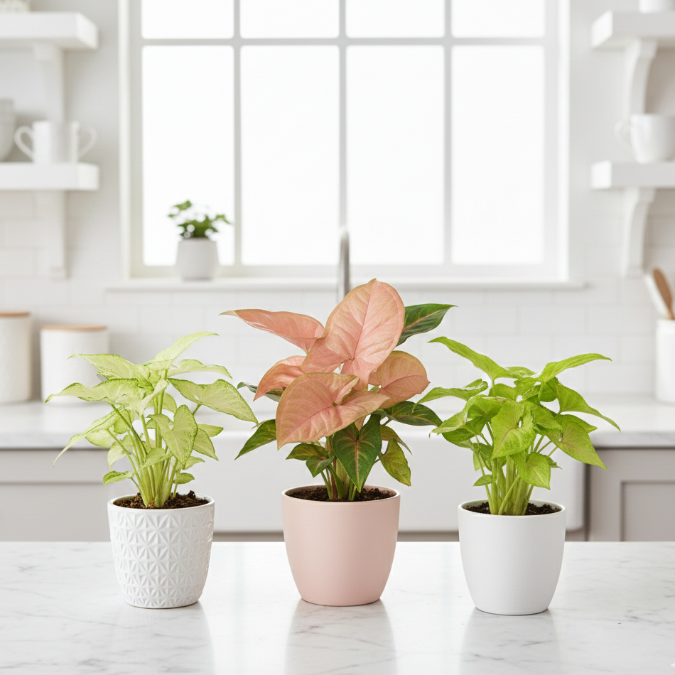 Lush &amp; Versatile 3-Pack Random Syngonium "Arrowhead" Bundle 4" Pots, 4" Live Arrowhead Plants, Assorted Pink, Green &amp; Red Mix