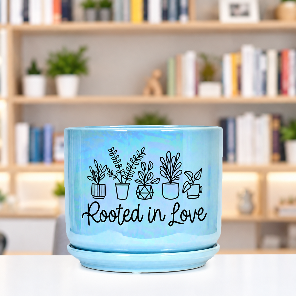 Iridescent Blue Ceramic Pot - Rooted in Love