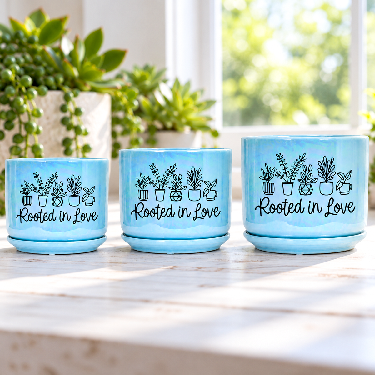 Iridescent Blue Ceramic Pot - Rooted in Love