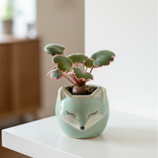 Buy Saxifraga Tricolor live plant online, variegated Saxifraga Tricolor hanging indoor plant, Saxifraga Tricolor plant in decorative pot home styling, Saxifraga Tricolor cascading plant aesthetic home decor