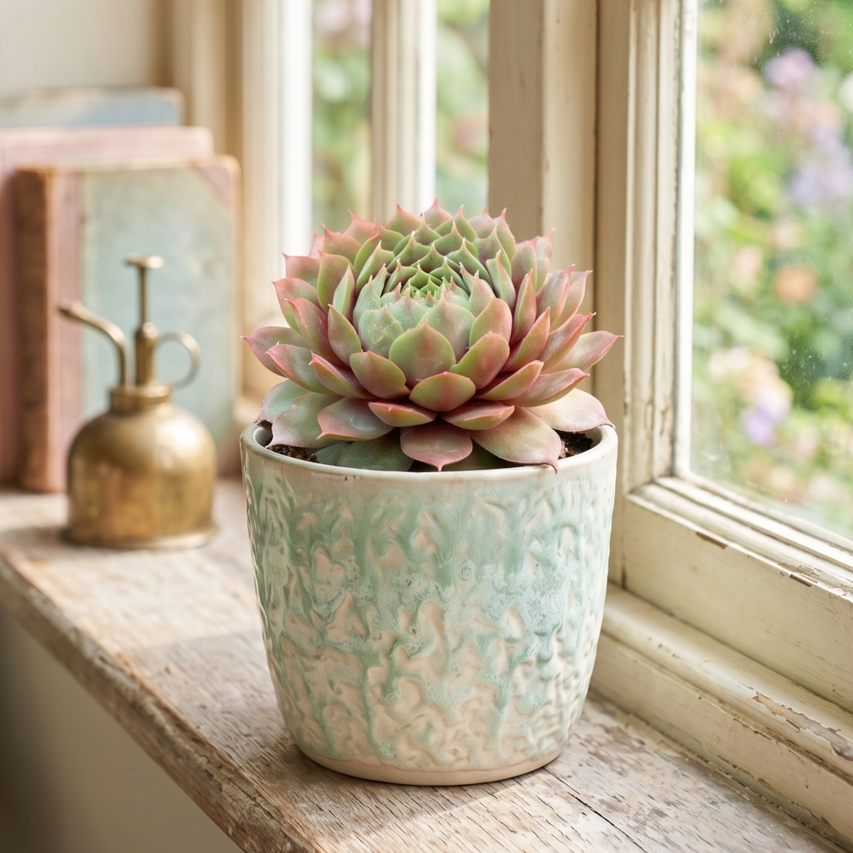 buy sempervivum bedivere live succulent online, large colorful rosette with sunset tones, cold hardy alpine plant, low maintenance outdoor succulent, perfect decorative garden accent, ideal collector gift