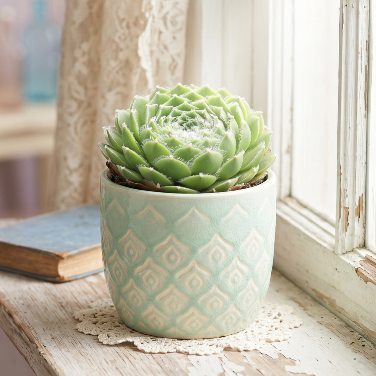 buy sempervivum 'cornelia' live succulent online, cold hardy frost resistant rosette plant, blue-green leaves with seasonal color changes, tight compact growth form, low water drought tolerant care, architectural garden accent piece, perfect outdoor succulent