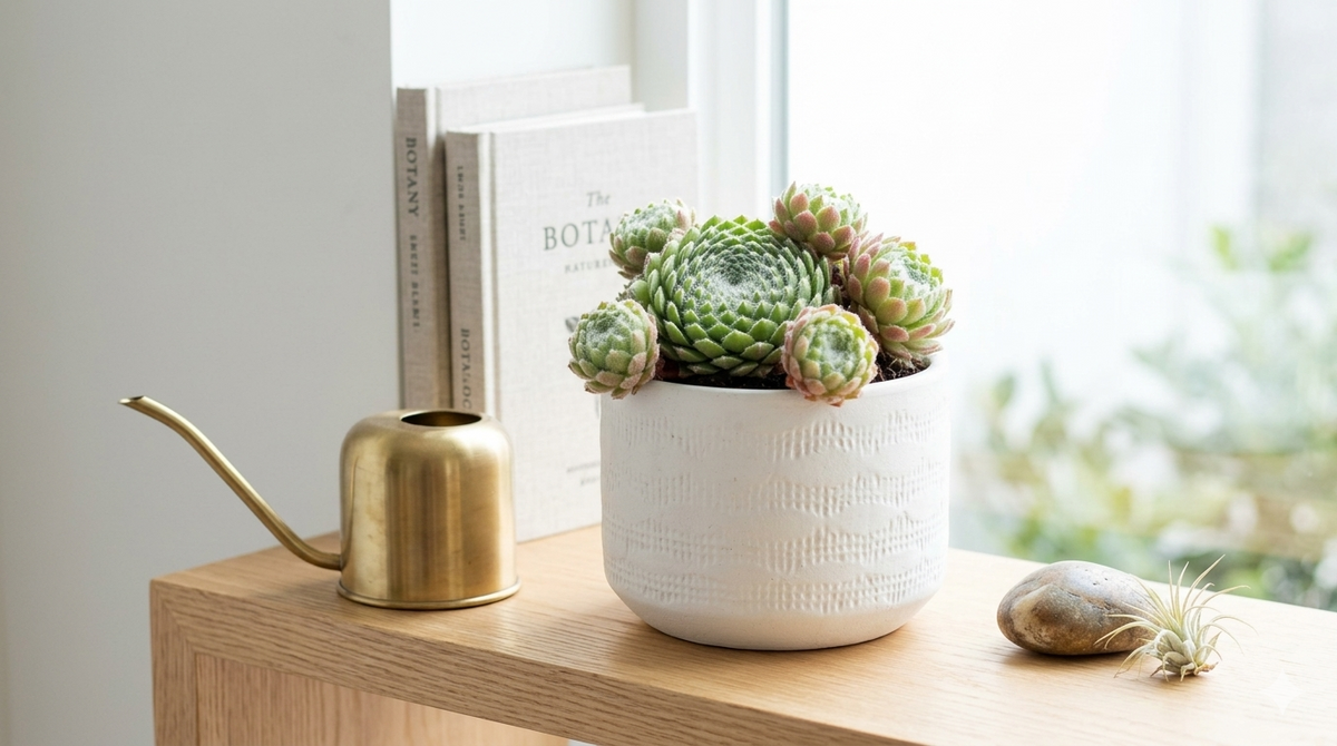 buy sempervivum poco loco live succulent 2 inch online, bright green pinwheel rosette red purple tipped leaves clustering form, architectural display, beginner gift