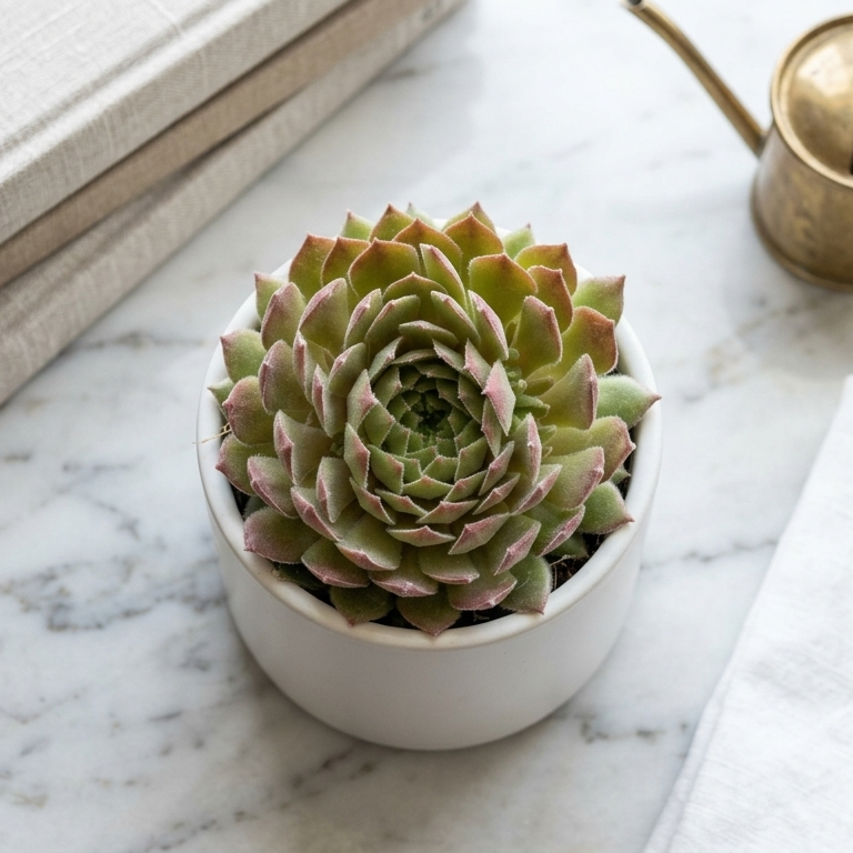 Buy Sempervivum Spaghetti Marinara live succulent 2 inch online, rosette shaped with deep burgundy leaves, architectural form, handles frost and outdoor conditions, ideal for balconies and garden displays, perfect gift for plant lovers and gardeners