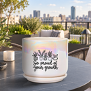 Iridescent White Ceramic Pot - So Proud of Your Growth