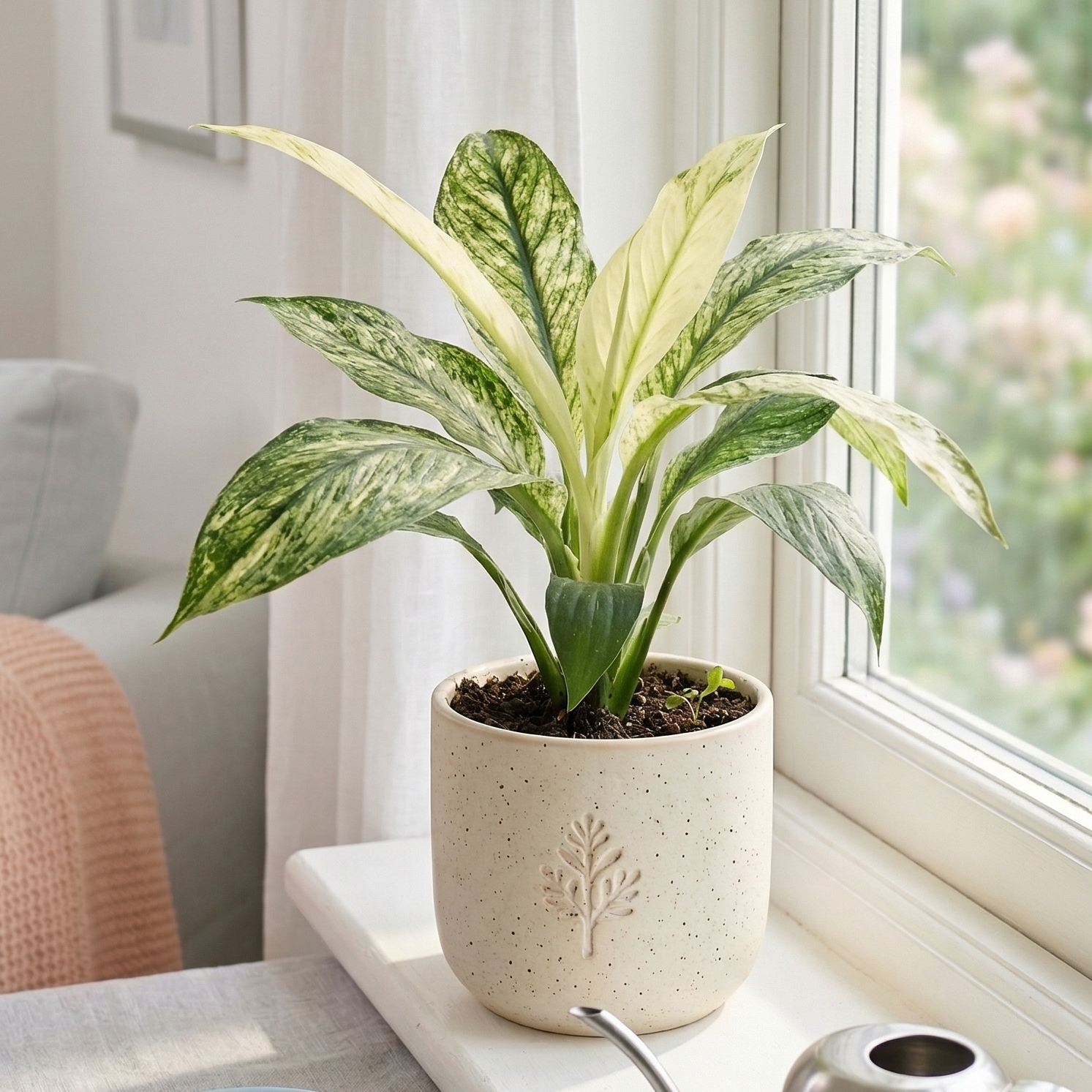 Spathiphyllum Jessica live house plant for sale, variegated peace lily Jessica plant bright indirect light care, variegated peace lily Jessica plant for home and office, Spathiphyllum Jessica live plant unique housewarming gift idea