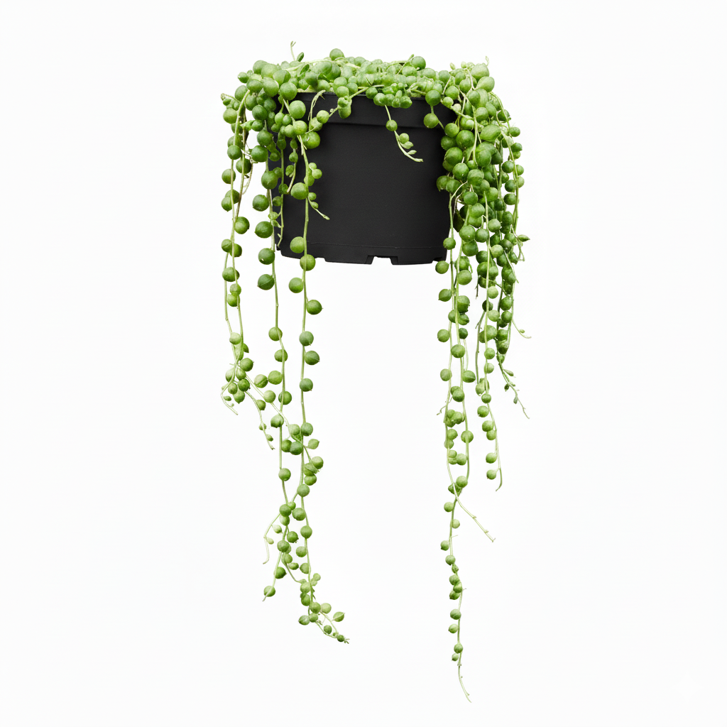 6 inch String Of Pearls Senecio Rowleyanus in black plastic pot, 6 inch trailing succulents for sale, buy indoor succulents online