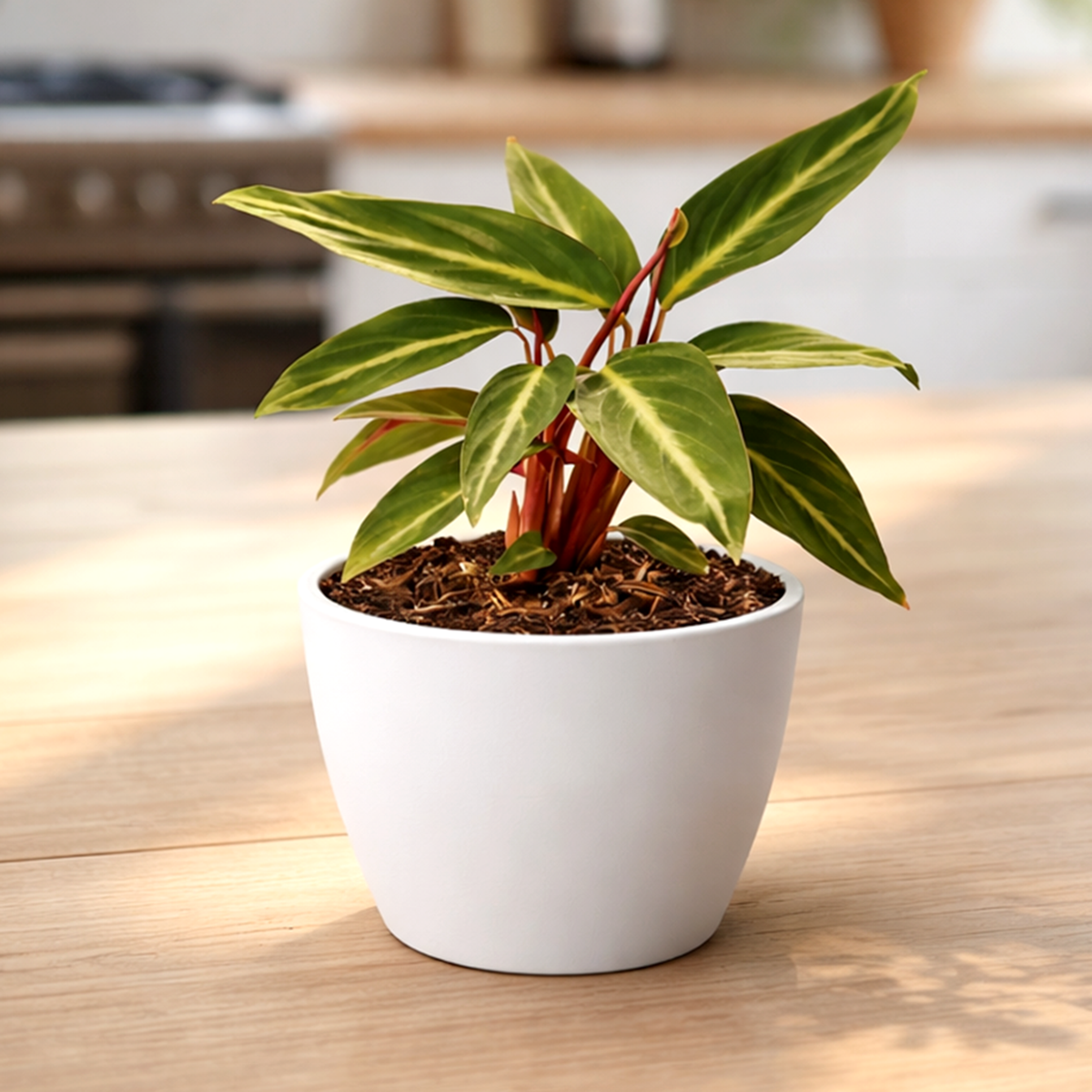 6 inch Stromanthe Sanguinea in black plastic pot, large colorful houseplants, decorative 6 inch indoor plants