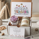 teacher appreciation gift box for sale, handmade teacher gift box appreciation set, unique teacher gift box with succulent and card, cute teacher gift box with personalized note, handmade teacher gift box appreciation set