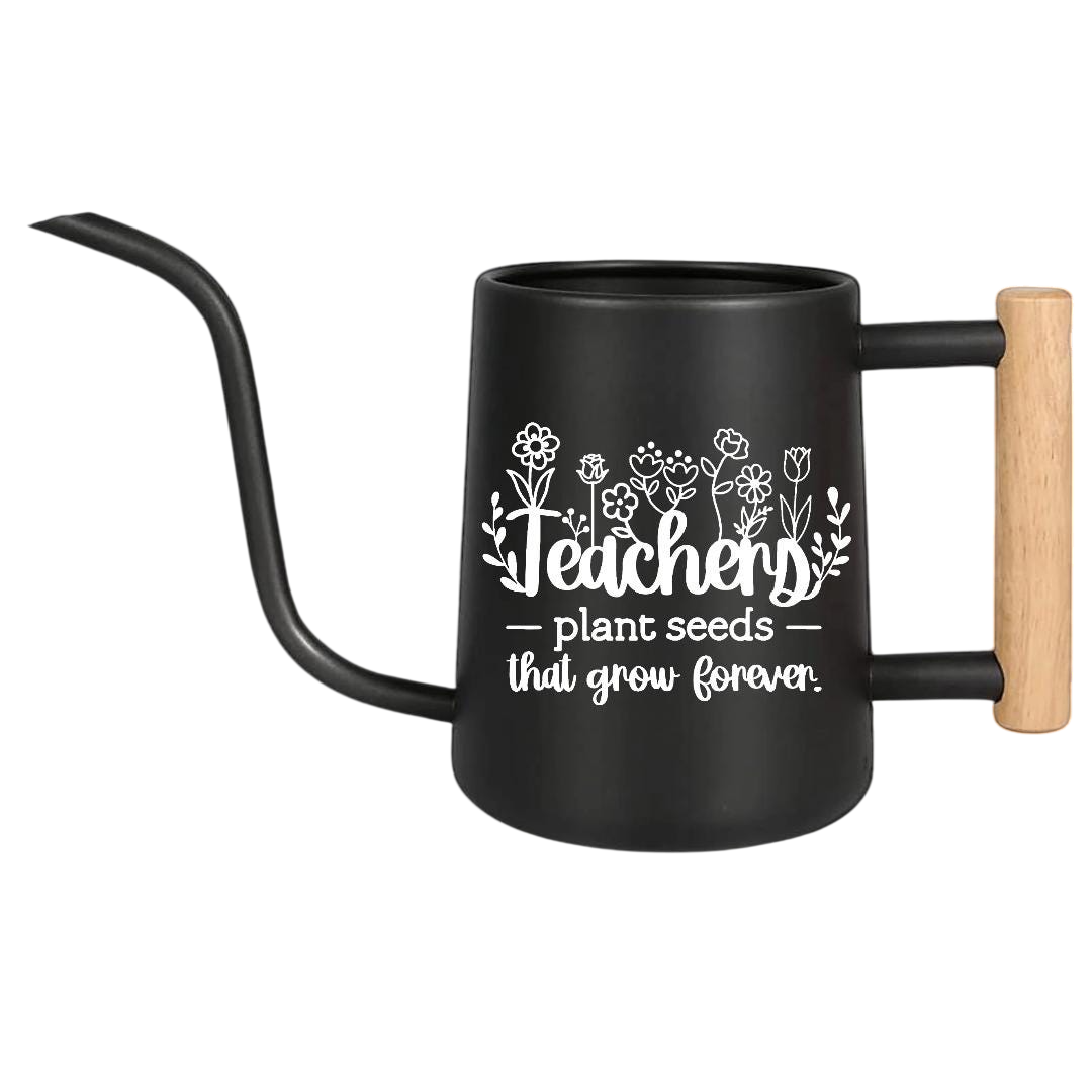 orange Teacher Gift Watering Can Plant Seeds That Grow Forever for sale, vibrant tangerine color with modern contoured body, 2-liter practical volume with smooth pour function, resilient weather-resistant construction, great for brightening classroom plant spaces, uplifting gift for educators