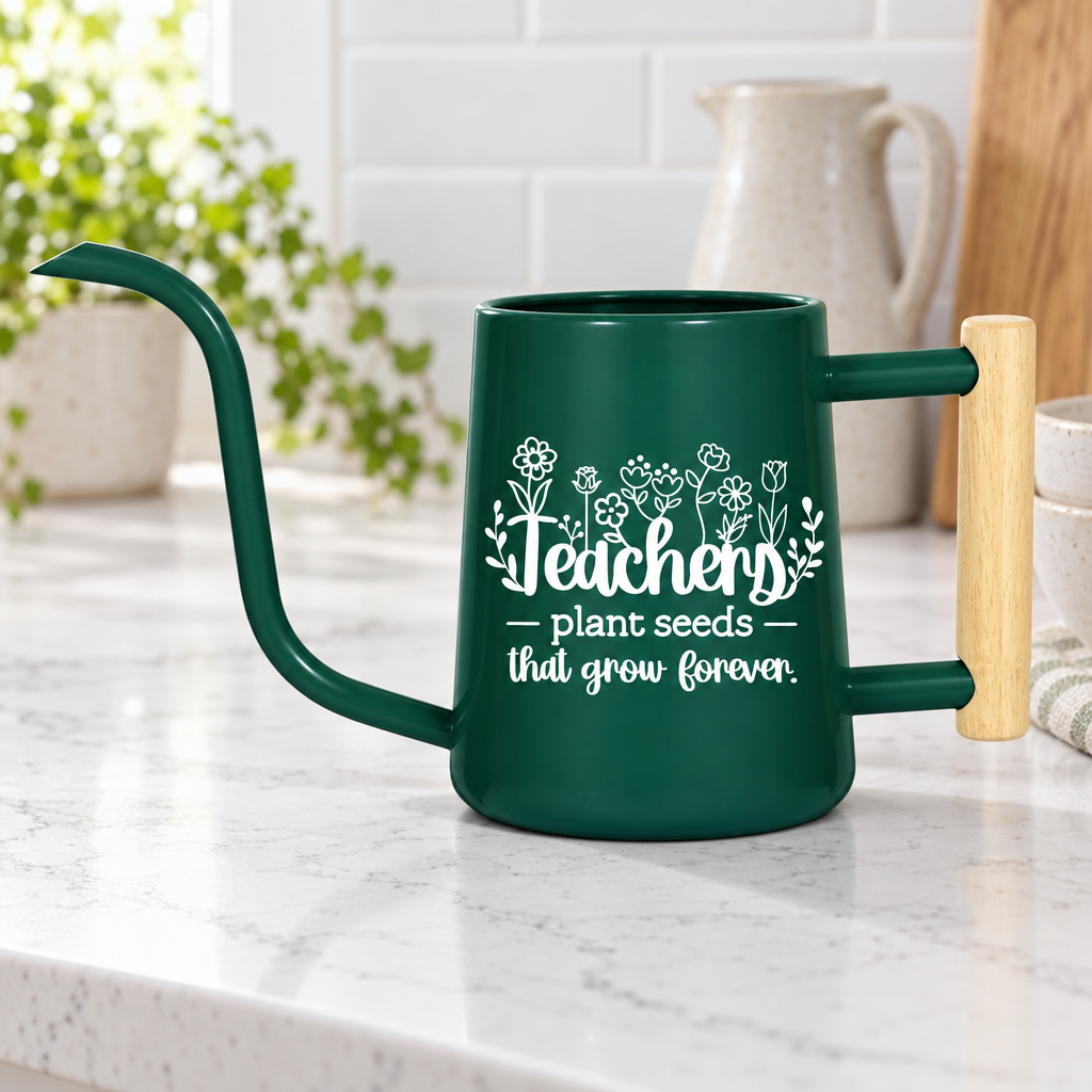 buy Teacher Gift Watering Can Plant Seeds That Grow Forever gray online, sophisticated charcoal gray shade with modern sculpted form, 2-liter size featuring smooth pour accuracy and handle, reinforced fade-resistant durable material, perfect for establishing lasting school garden legacies, meaningful instructor present