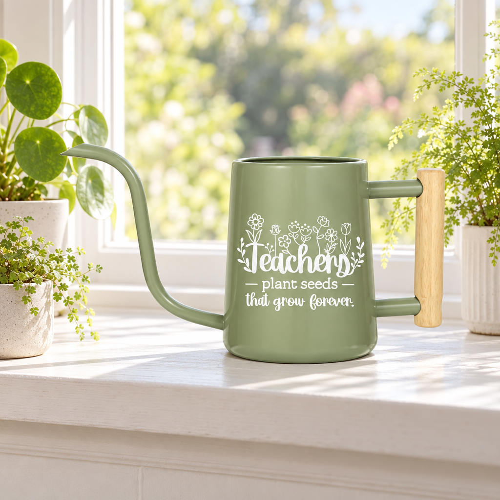 buy Teacher Gift Watering Can Plant Seeds That Grow Forever gray online, elegant gray finish with refined minimalist contours, 2-liter capacity with versatile angled spout, weather-tested durable construction, perfect for educational plant propagation programs, sophisticated teacher gift